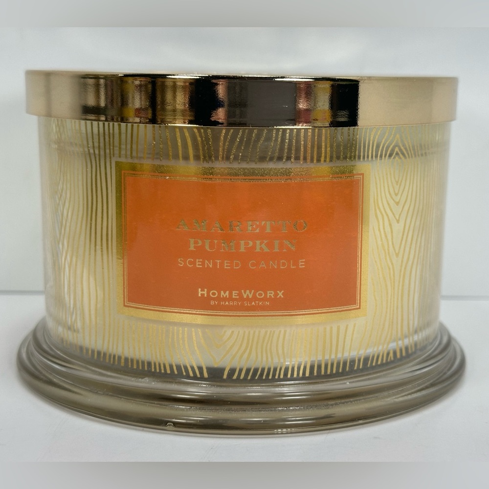 NEW - HomeWorx by Harry Slatkin Amaretto Pumpkin Scented 4-Wick Candle